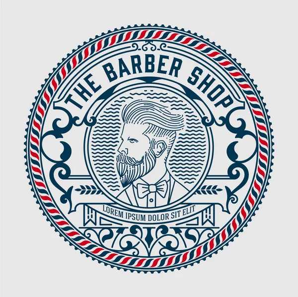 Barber Shop Logotyp Med Hipster Man — Stock vektor