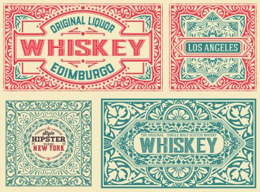 Retro kartı. 4 şablonları kümesi. Katmanlı Vetor