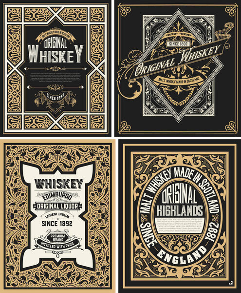 Ретро карта. Набор из 4 шаблонов. Ветор сложен
