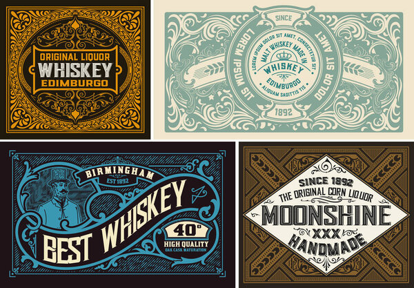 Ретро карта. Набор из 4 шаблонов. Ветор сложен
