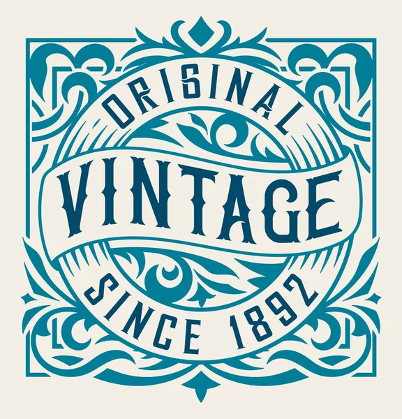 Etichetta vintage con dettagli floreali — Vettoriale Stock
