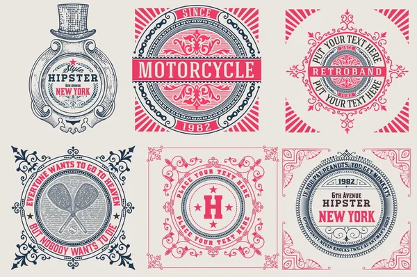 Retro Cards Set Elements Layered — Stock Vector