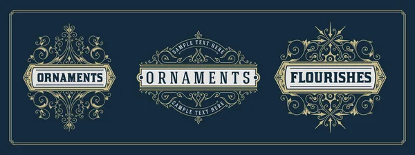 Logotipos Retro Vintage o conjunto de insignias. Elementos de diseño vectorial — Vector de stock