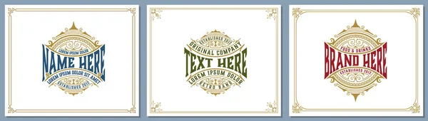 Vintage Luxus Logo Template Design für Etikett, Rahmen, Produkt Ta — Stockvektor