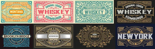 Mega set van 8 vintage labels. Vectorgelaagd — Stockvector