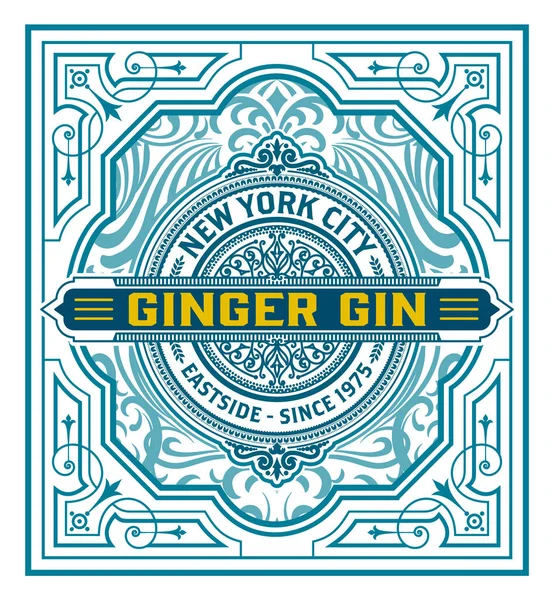 Vintage Gin Label verpakking lay-out — Stockvector