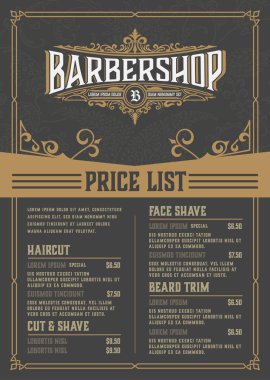 Barbershop Price List Flyer. Vector Layered clipart