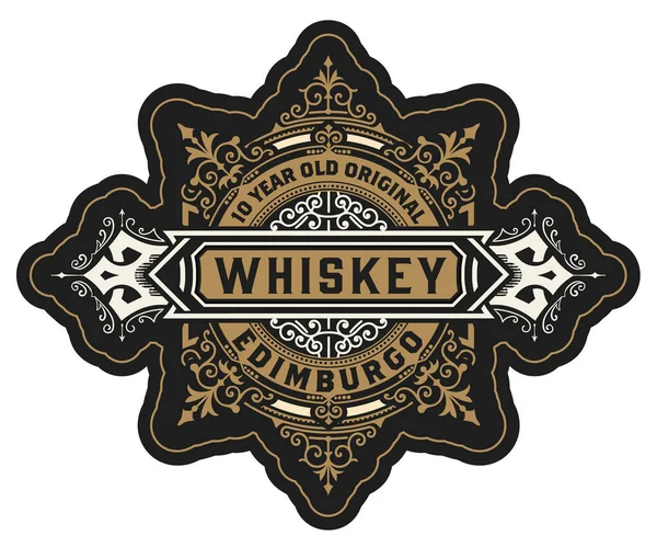 Tarjeta de whisky con marco vintage — Vector de stock