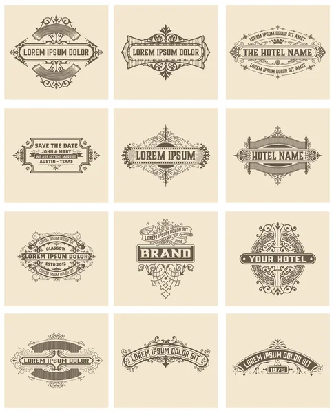 Set of 12 vintage banners — Stock Vector