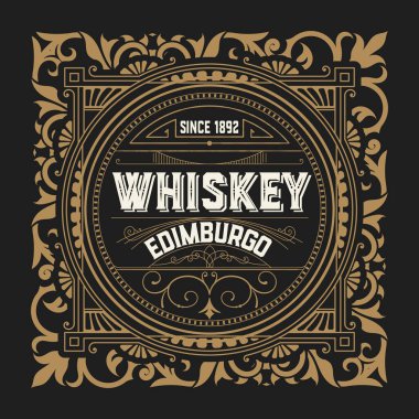 Paketlemek için klasik etiket. Çiçekli Batı stili.