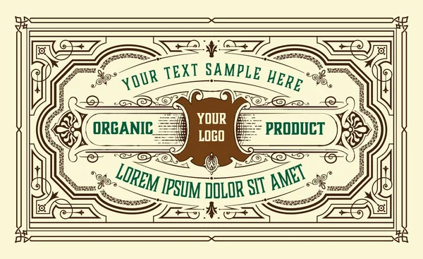 Vintage Organic Jam Label Met Floral Elements — Stockvector