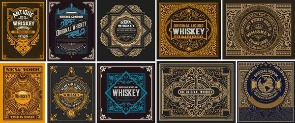 Mega Set Etiquetas Vintage Capas Vectores — Vector de stock