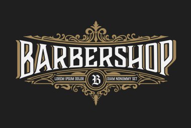 Floral Element 'li Klasik Berber Dükkanı Logosu