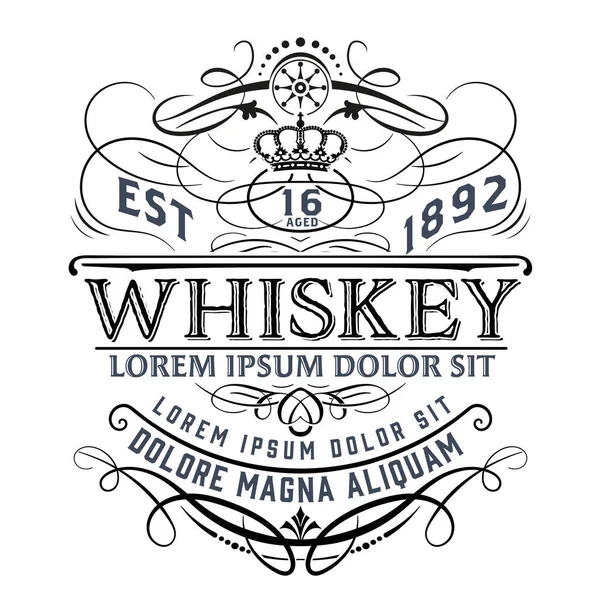Vintage Whiskey Label Packing Vektorová Ilustrace — Stockový vektor