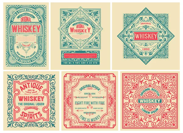 Lot Étiquettes Vintage Pour Emballage — Image vectorielle