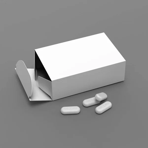 Medecine Box Mockup Pigułek — Zdjęcie stockowe