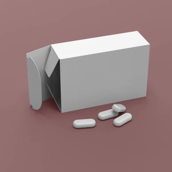 Medecine Box Mockup Tablettákkal — Stock Fotó