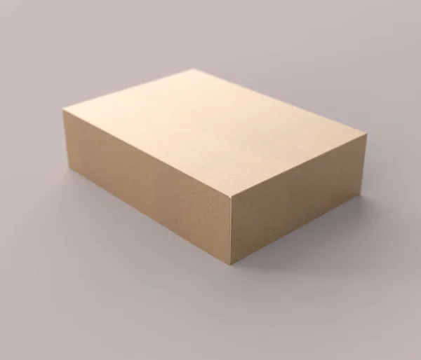 Izolovaný Uzavřený Sklad Kraft Box — Stock fotografie