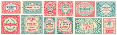 Mega 12 eski etiketli bir set. Vektör katmanlı