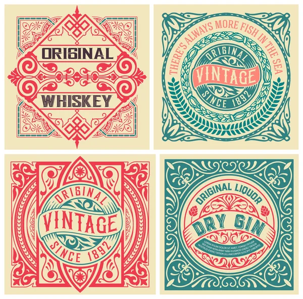 Set Vintage Labels Vector Layered — Stock Vector