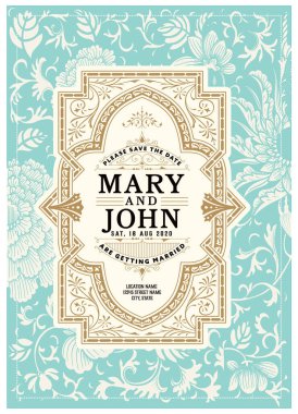 Klasik düğün davetiyesi. Tarihi kaydet. Vektör illüstrasyonu