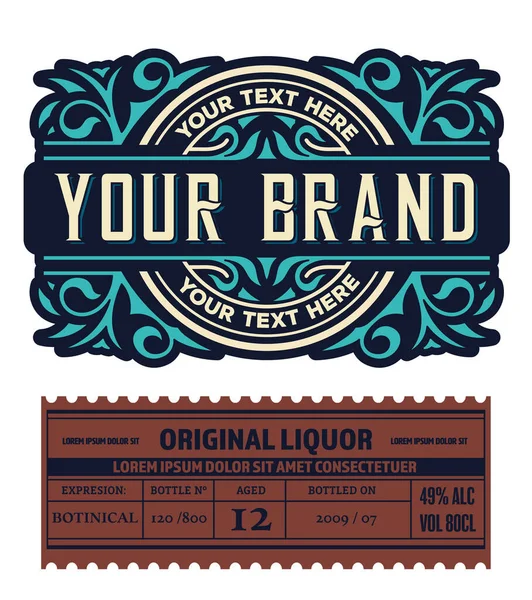 Design Etiqueta Antiga Para Whiskey Wine Label Banner Restaurante Etiqueta — Vetor de Stock