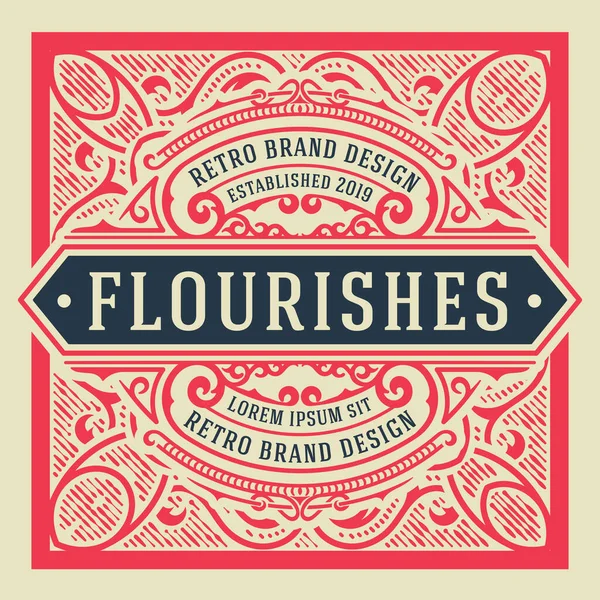 Logo Vintage Avec Détails Floraux — Image vectorielle