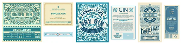 Set Etiquetas Vintage Con Reverso Capas Vectores — Vector de stock