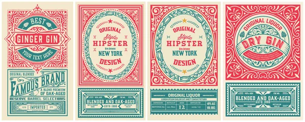 Set Van Vintage Labels Vectorgelaagd — Stockvector