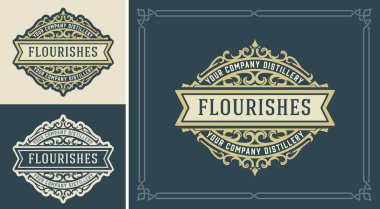 Süslü elementlerle vintage Logo ya da Banner Düzeni