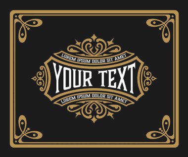Süslü elementlerle vintage Logo ya da Banner Düzeni