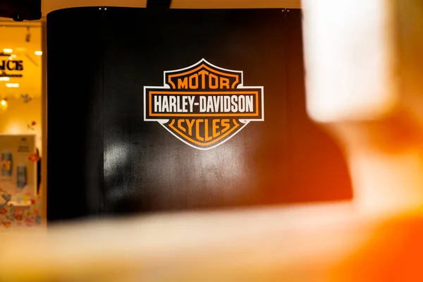 I-san Büyük Bisiklet Fuarı 2017. Udonthani, Tayland 26 Mayıs 2017. Harley Davidson 'ın logosu 