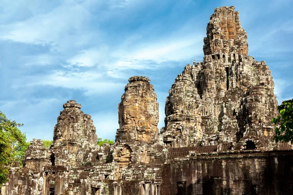 Lächelnde Steingesichter Khmer Altertum Angkor Wat Krong Siem Reap Kambodscha — Stockfoto