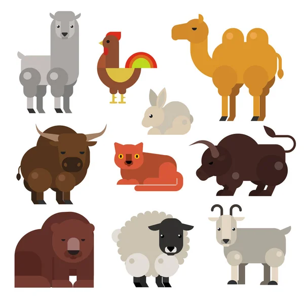 Zestaw ikon kolor zwierząt — Wektor stockowy