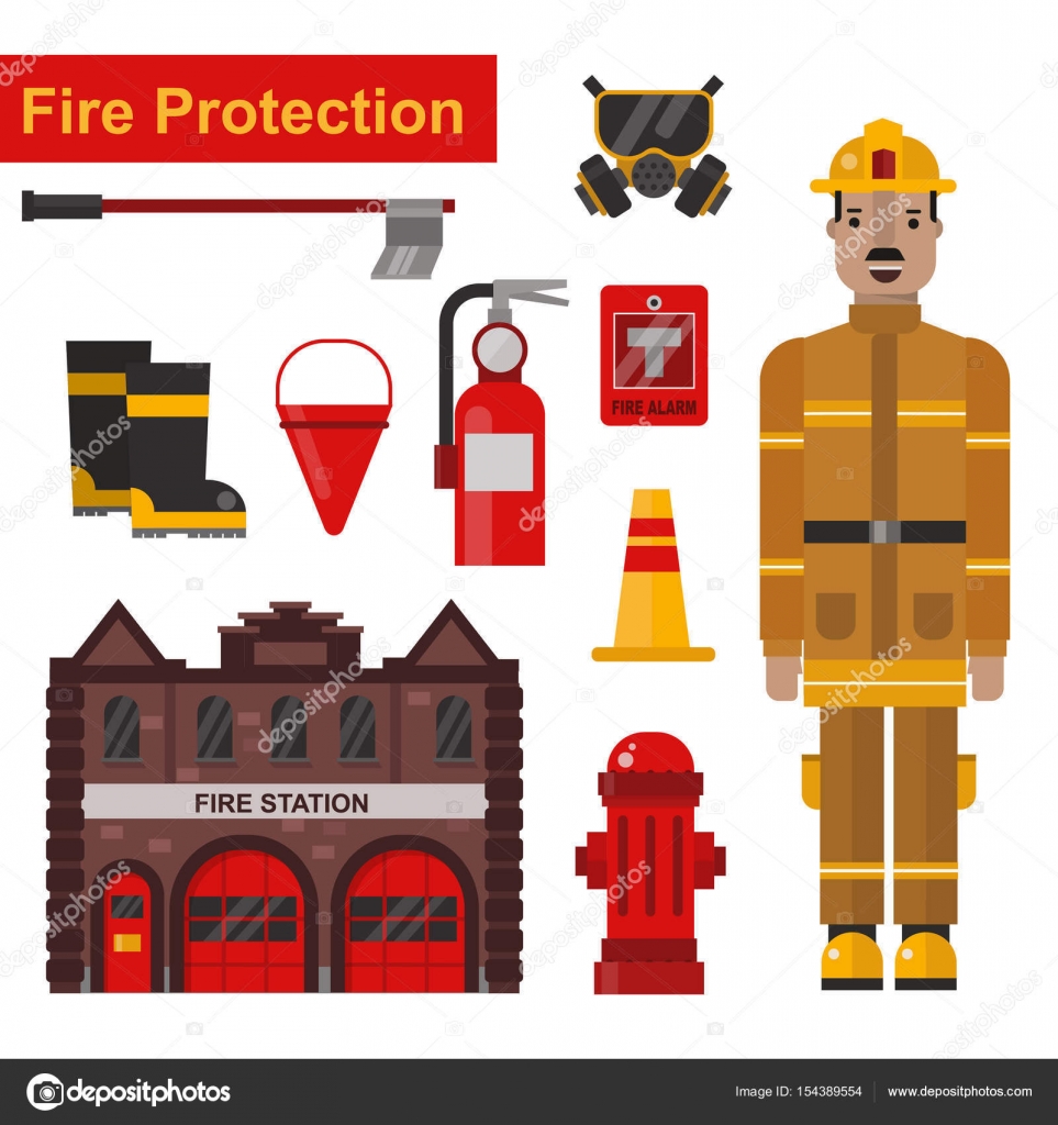 Firefighter protection equipment set. Stock Vector Image by ©SvelanaST