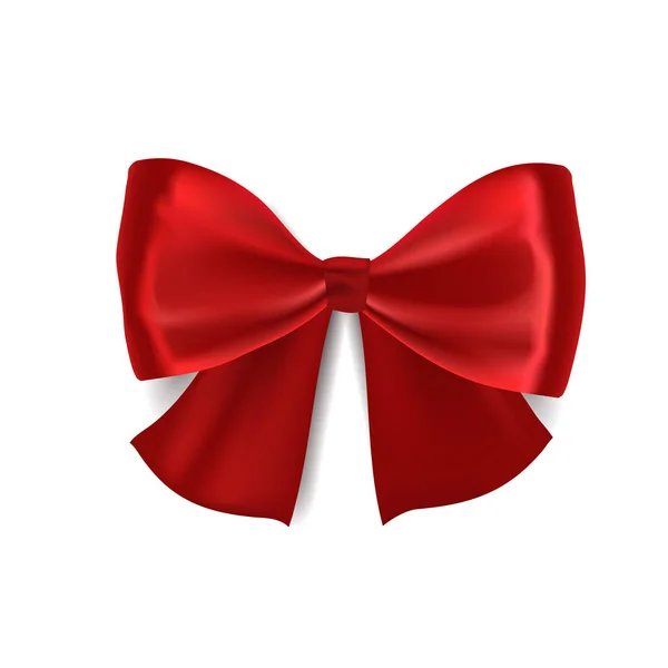 Realistic red satin bow — Stock Vector
