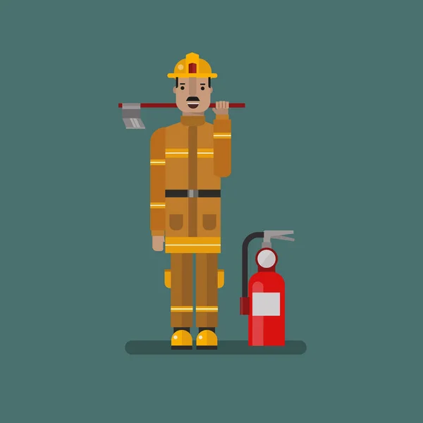 Vlakke stijl brandweerman — Stockvector