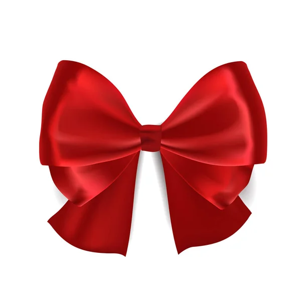 Realistic red satin bow — Stock Vector