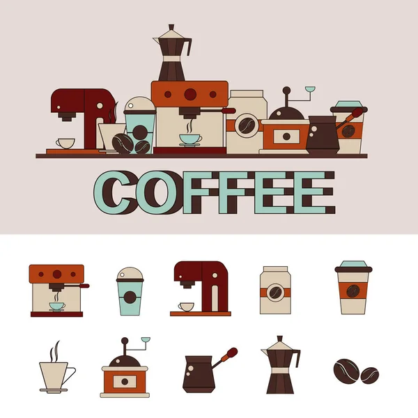 Set de elementos de café — Vector de stock