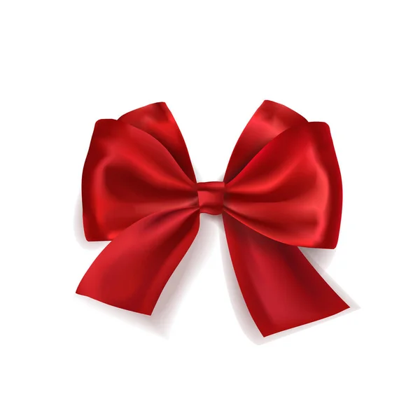 Realistic red satin bow — Stock Vector