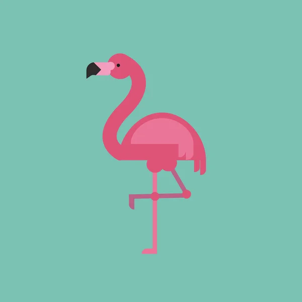 Flamingo rosa de estilo plano . — Vetor de Stock