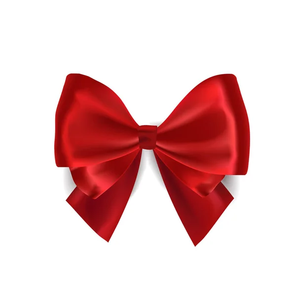 Realistic red satin bow — Stock Vector