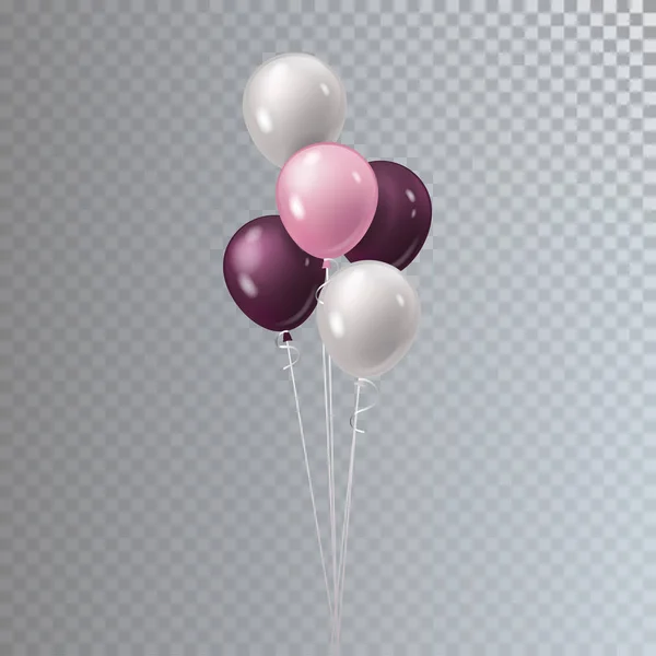 Vektör Gerçekçi Grup Helyum Balonları — Stok Vektör