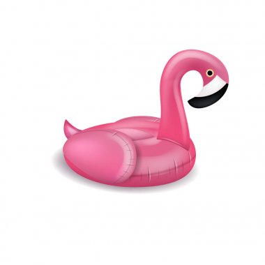 Gerçekçi 3B vektör pembe flamingo float şişme Yüzme Havuzu.