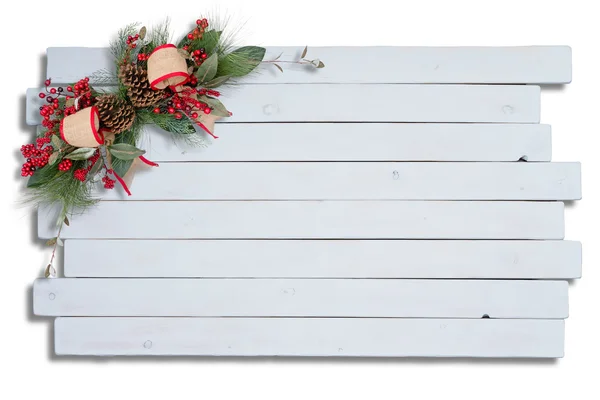 Rustic elegant Christmas decoration on white wood — Stockfoto