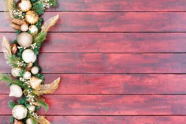 Stylish white and gold Christmas border — Stockfoto