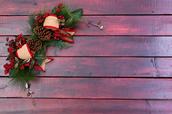 Rustika jul bakgrund på mahogny — Stockfoto
