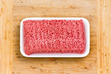 Close up on a container of fresh ground beef clipart