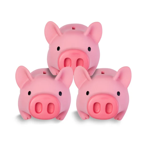 Three little pig coin banks stacked on each other — Stock Photo, Image