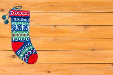 Tek parlak renkli yün Noel çorap